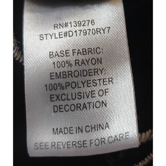 Daniel Rainn Top Blouse Womens LARGE BOHO Intricate Floral Embroidery Black - Picture 10 of 16